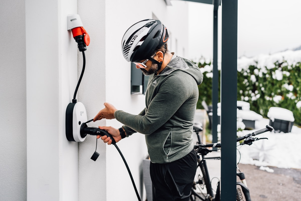 Electric vehicle charging equipment in use